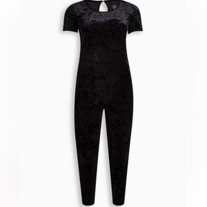 Torrid full length crush velvet, short sleeve cat suit